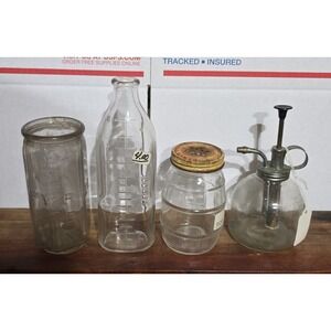 Glass Pyrex Baby Bottle + Old Black Pepper Coffee Spice Jar + Spritzer